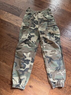 R13 Olive Green Canvas Pants with Branded Waist Tag